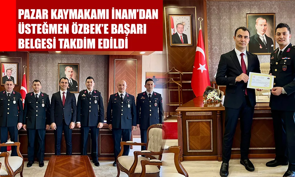 Kaymakam İnam’dan Üsteğmen Özbek’e Başarı Belgesi: Jandarma Teşkilatının 186. Yılı Kutlandı