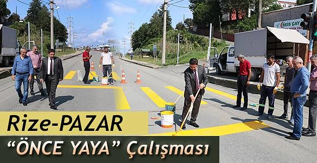 Pazar’da okul önleri başta olmak üzere yaya geçitlerinde “Önce Yaya” Çalışması