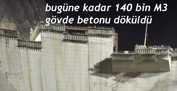 HES Projesinde Baraj Gövde Betonu dökülmesi çalışmaları devam ediyor.