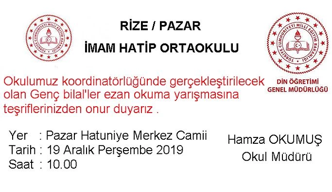 Rize-Pazar’da Ezan Okuma Yarışması