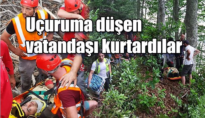 HOPAK UÇURUMA DÜŞEN VATANDAŞI KURTARDI