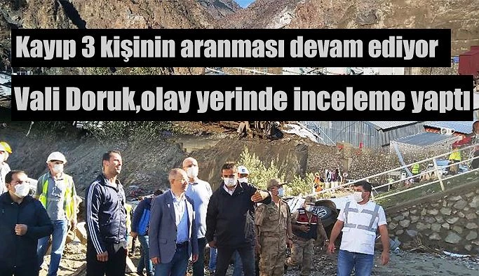 VALİ DORUK YUSUFELİ’NDE HEYELAN BÖLGESİNDE İNCELEMELERDE BULUNDU