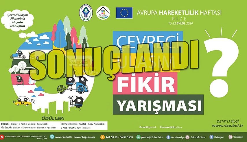 ÇEVRECİ ULAŞIM FİKİR YARIŞMASI SONUÇLANDI