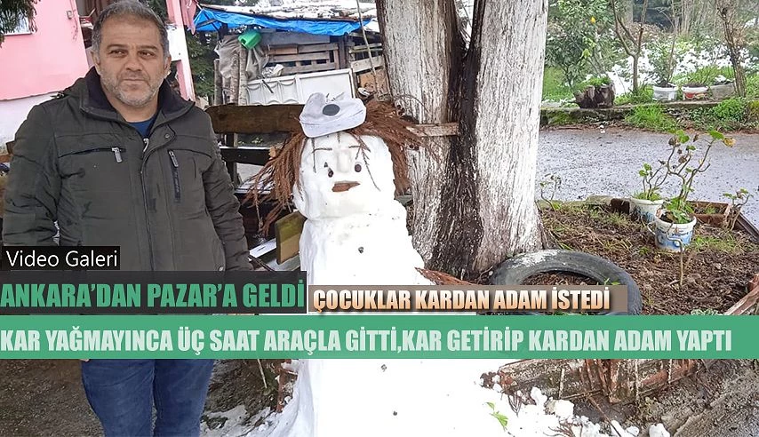 Çocuklar için kamyonla dağdan kar getirdi