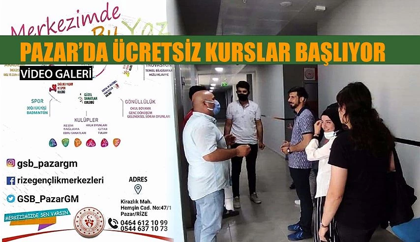 Pazar Gençlik Merkezinden 7 branşta gençler için ücretsiz kurslar