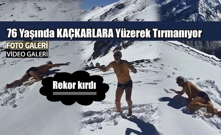 Kaçkarlarda kar üstünde yüzdü