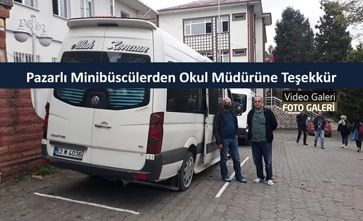 Minibüsçülerden Okul Müdürüne teşekkür