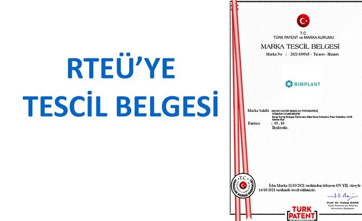 RTEÜ’YE MARKA TESCİL BELGESİ VERİLDİ