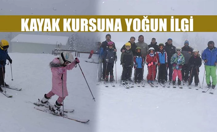 7-10 yaş kayak kursuna yoğun ilgi gösterildi.