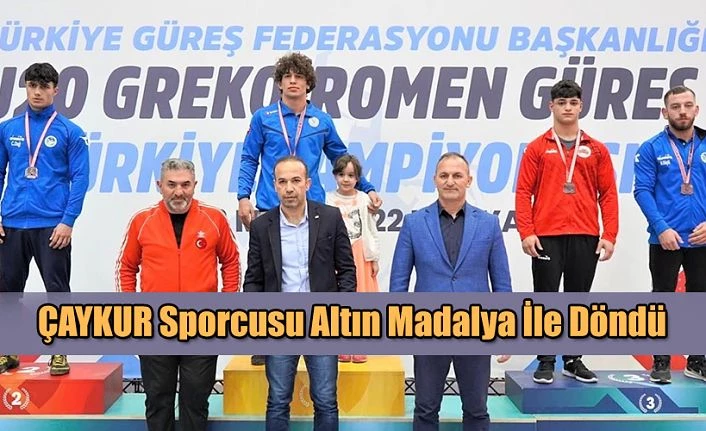 ÇAYKURSPOR’UN GÜREŞCİSİ SARIÇİÇEK KONYA’DAN ALTIN MADALYA İLE DÖNDÜ