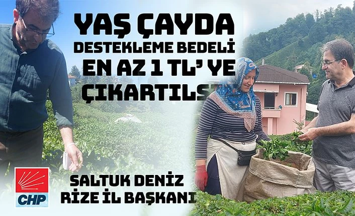 Deniz: “YAŞ ÇAYDA DESTEKLEME BEDELİ EN AZ 1 TL’YE ÇIKARTILSIN”