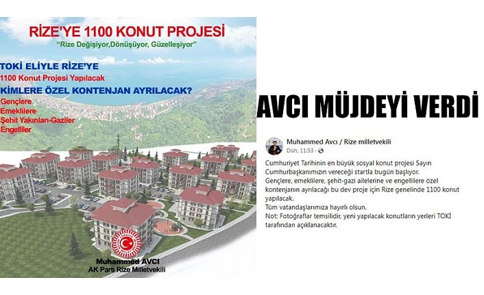 Rize genelinde 1100 konut yapılacak