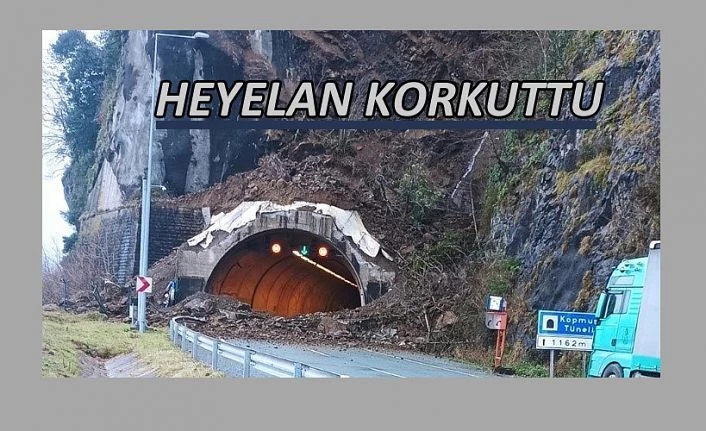 KOPMUŞ TÜNELİ GİRİŞİNDE KORKUTAN HEYELAN