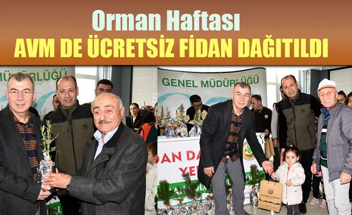 AVM ZİYARETÇİLERİNE ÜCRETSİZ FİDAN DAĞITILDI