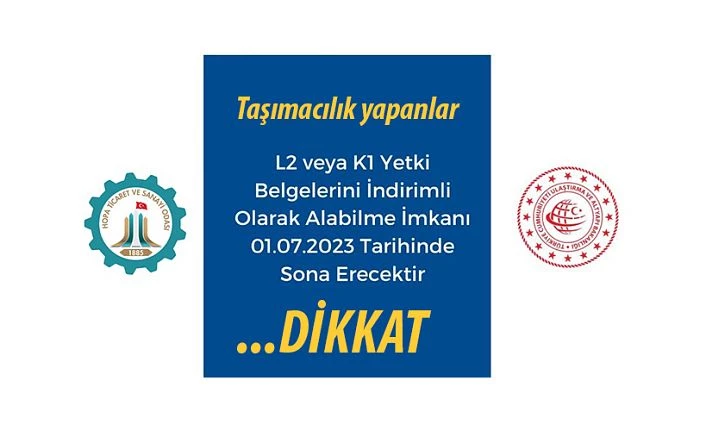 TSO’DAN K1 VE L2 YETKİ BELGESİ AÇIKLAMASI